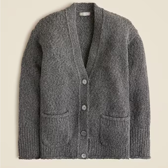 NWT JCrew Relaxed Gray Wool Cardigan in Textured Yarn - Picture 1 of 2